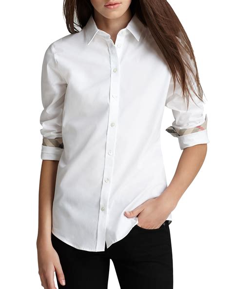 burberry basic white button down|burberry button down shirt women.